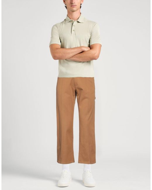Daniele Alessandrini Brown Camel Pants Cotton, Elastane for men