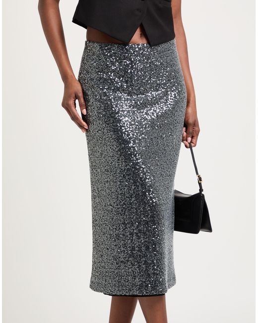Ottod'Ame Gray Midi Skirt Polyester
