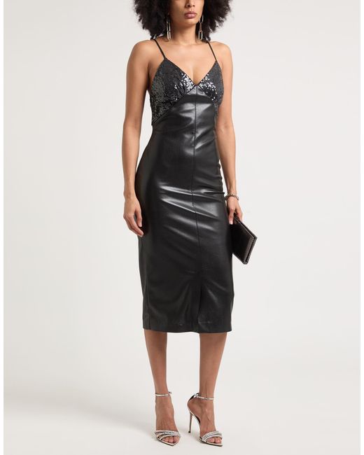 MSGM Black Midi Dress Polyester, Cotton, Polyamide