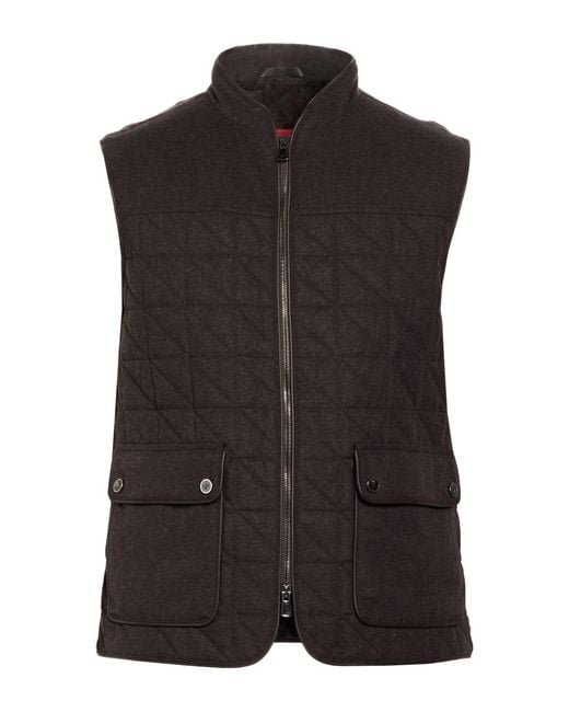 Isaia Black Vest Wool, Cashmere for men
