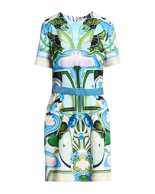 Mary Katrantzou Green Sky Mini Dress Polyester, Elastane