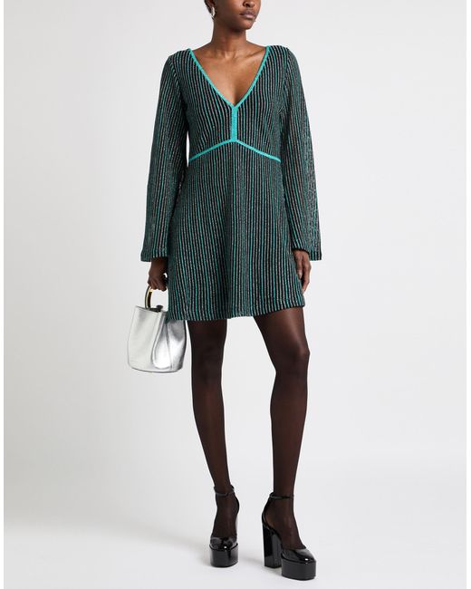 PHO® Firenze Green Mini Dress Viscose, Cotton, Polyester, Metallic Fiber, Polyamide