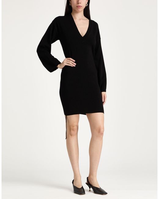 Akep Black Mini Dress Lyocell, Merino Wool, Elastane
