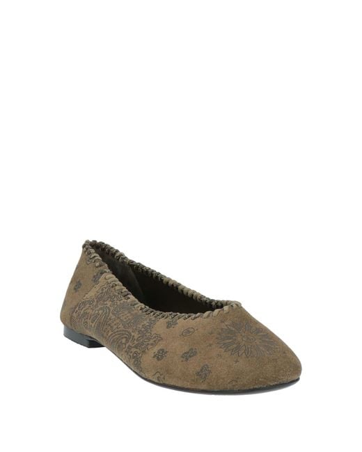 ARIZONA LOVE Green Military Ballet Flats Leather