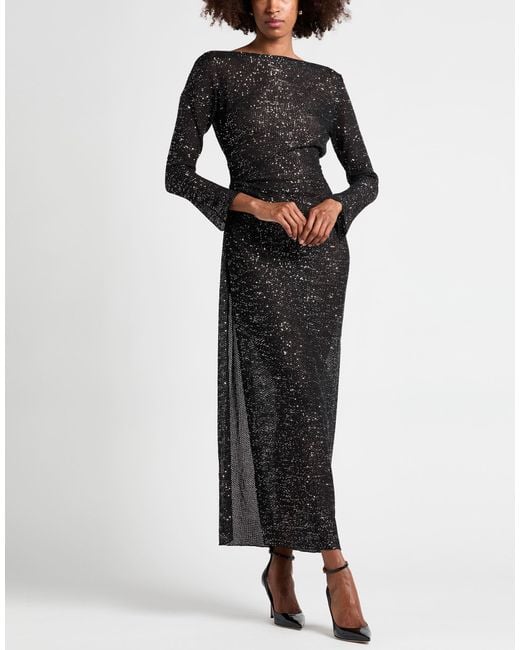 Circus Hotel Black Maxi Dress Viscose, Polyester, Polyamide