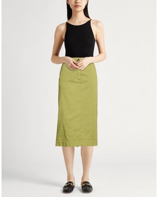 Peserico Green Easy Military Midi Skirt Cotton, Elastane