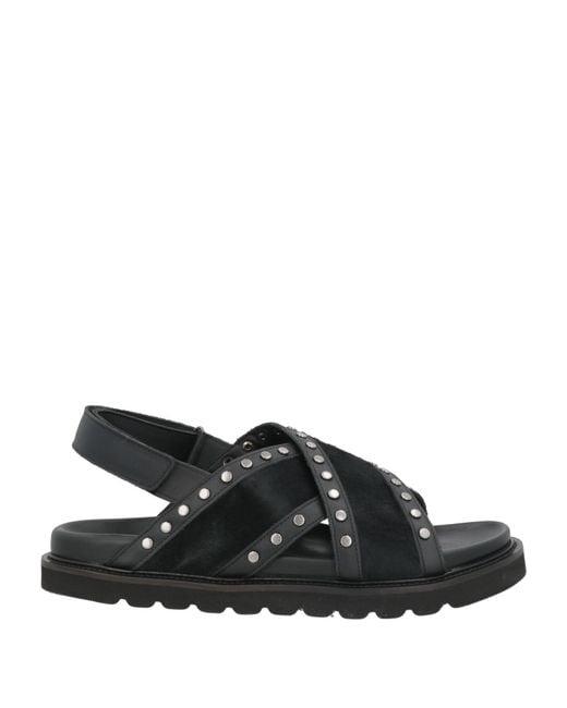 MICH SIMON Black Sandals Leather, Calfskin for men