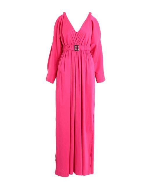 Blugirl Blumarine Pink Fuchsia Maxi Dress Cotton, Polyamide, Elastane