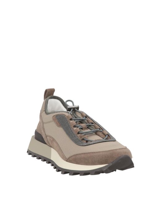 Brunello Cucinelli Gray Sneakers Textile Fibers, Leather