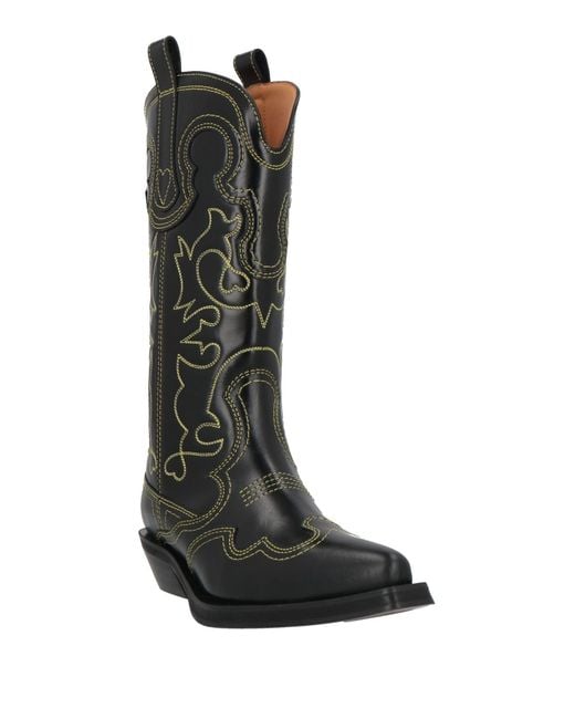 Ganni Black Boot Leather