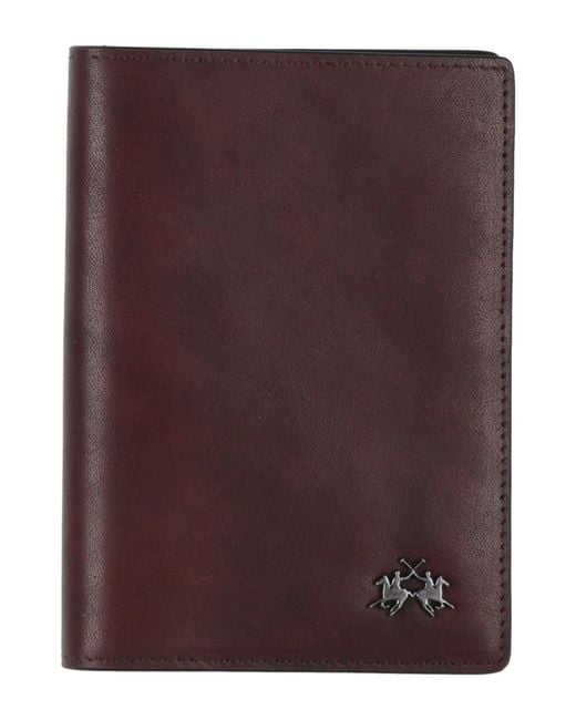 La Martina Purple Dark Wallet Leather for men
