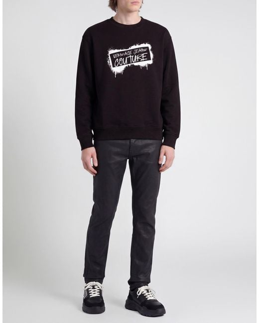 Versace Jeans Couture Black Sweatshirt Cotton, Elastane for men