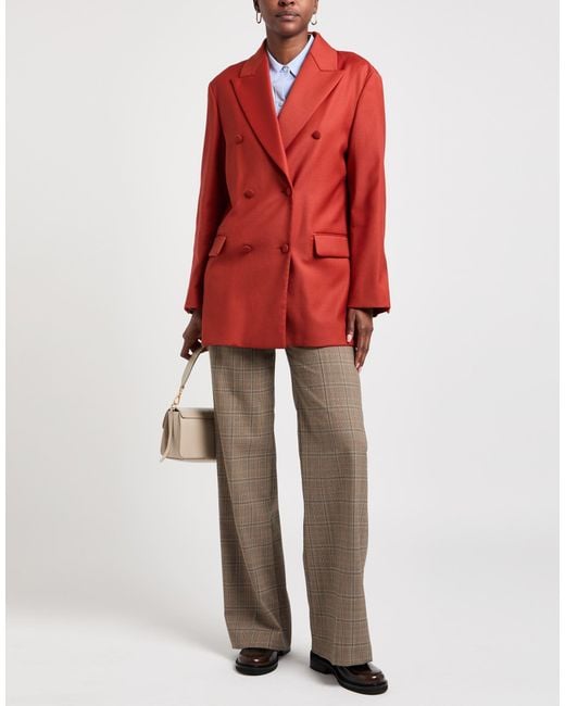 Rochas Red Rust Blazer Wool, Polyamide, Elastane