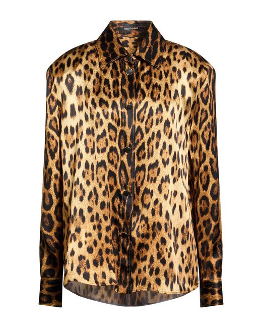 Roberto Cavalli Brown Shirt Silk
