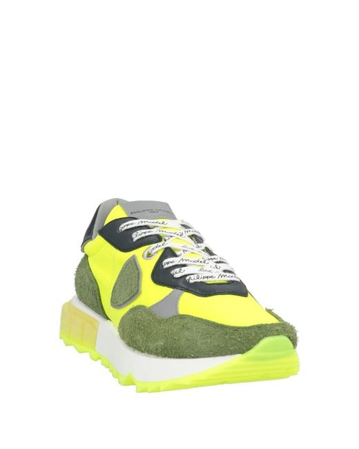 Philippe Model Yellow Lime Sneakers Leather, Textile Fibers for men