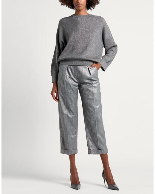 Brunello Cucinelli Gray Sweater Cotton, Viscose, Metallic Polyester