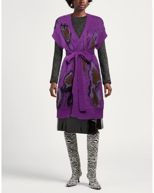 Manila Grace Purple Cardigan Acrylic, Mohair Wool, Polyamide
