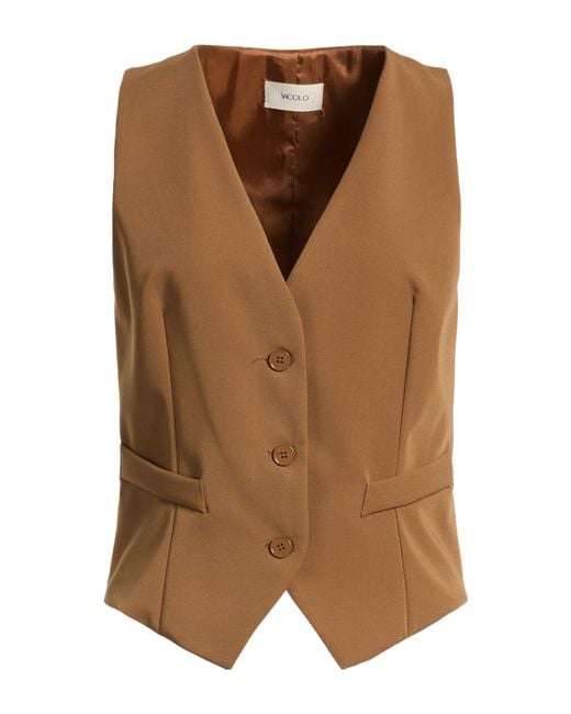 ViCOLO Brown Tailored Vest Polyester, Viscose, Elastane