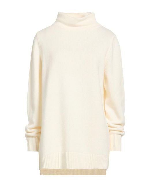 Gran Sasso White Turtleneck Virgin Wool, Viscose, Cashmere