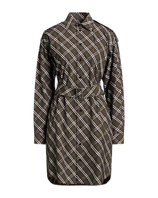 Burberry Gray Khaki Mini Dress Cotton