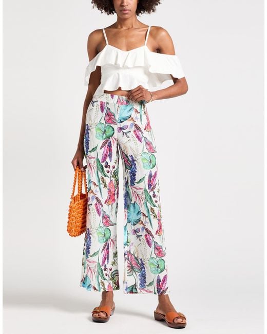 120% Lino White Pants Linen