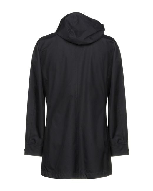 Moorer Black Midnight Overcoat & Trench Coat Polyester, Virgin Wool for men