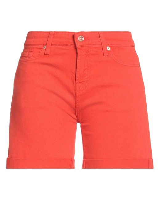 7 For All Mankind Red Denim Shorts
