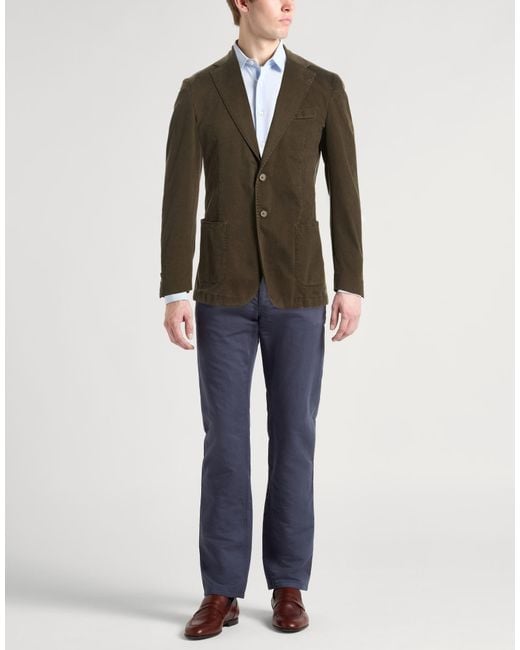 Santaniello Green Military Blazer Cotton, Elastane for men