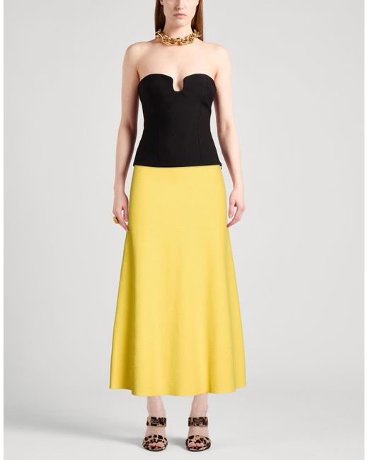 Lanvin Yellow Midi Skirt Virgin Wool, Cashmere