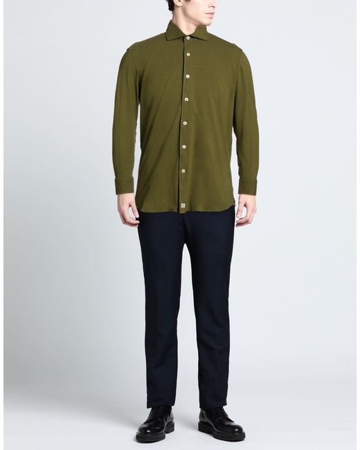 Sonrisa Green Military Shirt Cotton, Elastane for men