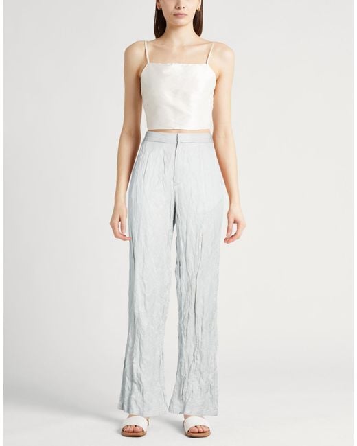 Forte_forte White Pants Cotton, Viscose, Metallic Fiber
