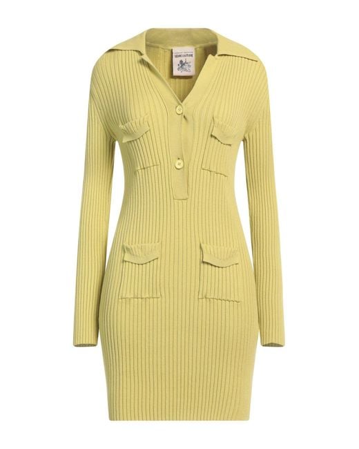 Semicouture Yellow Mini Dress Viscose, Elastane
