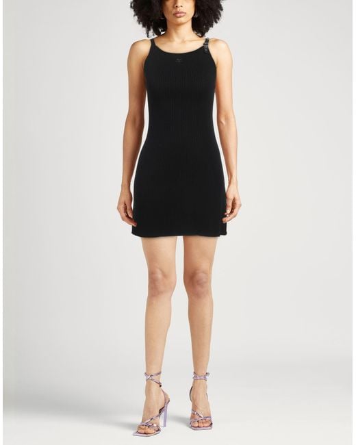 Courreges Black Mini Dress Viscose, Polyester