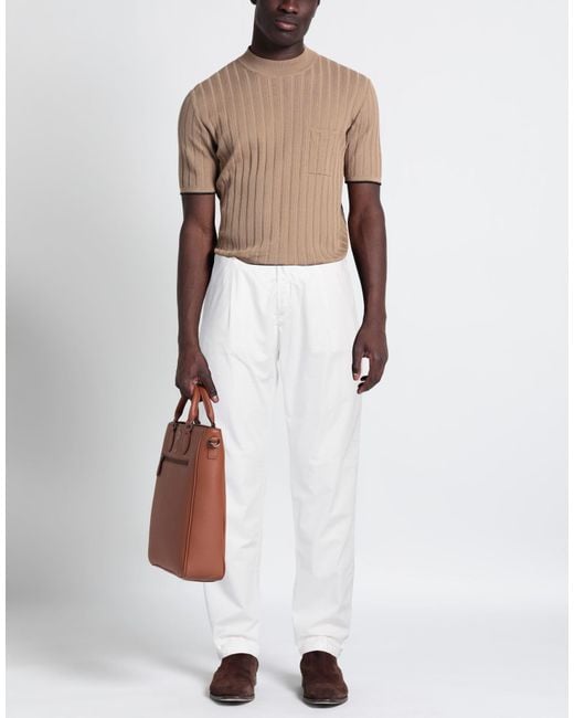 Yan Simmon White Pants Cotton, Lycra, Elastane for men