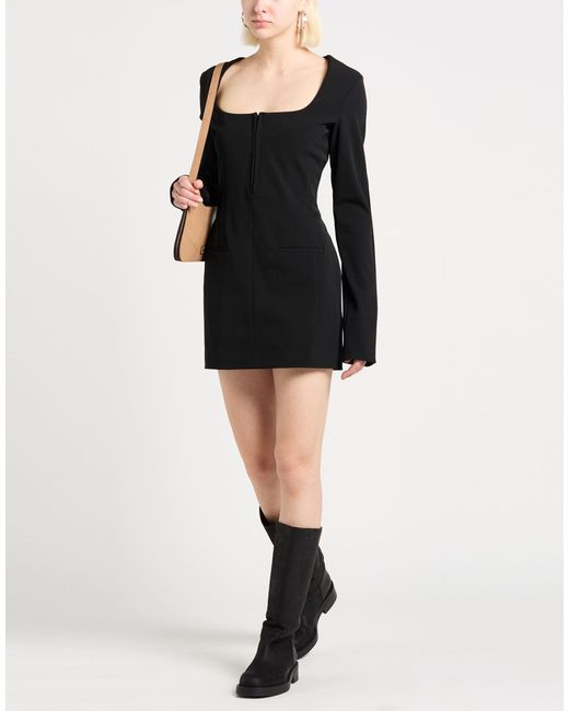 Acne Black Mini Dress Polyester, Wool, Elastane