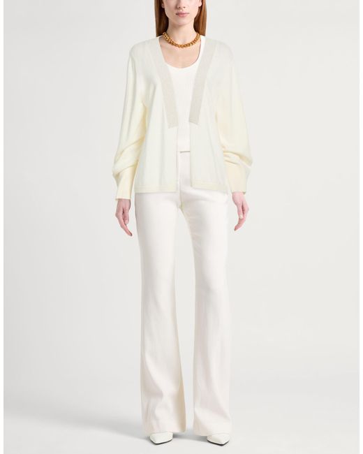 Gran Sasso White Cardigan Virgin Wool, Viscose, Cashmere, Polyester, Metallic Fiber