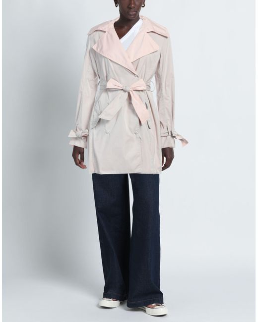 A.Testoni White Light Overcoat & Trench Coat Polyester