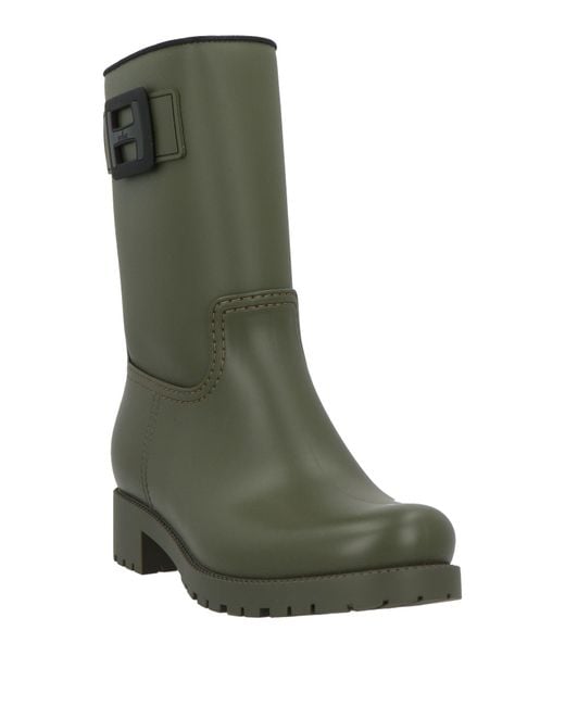 Hogan Green Military Ankle Boots Textile Fibers