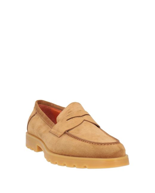 Santoni Brown Sand Loafers Leather for men