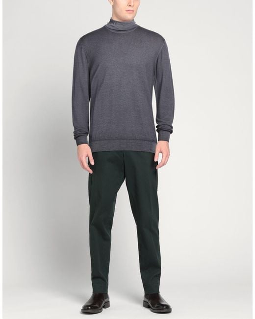 Fedeli Blue Turtleneck Merino Wool for men