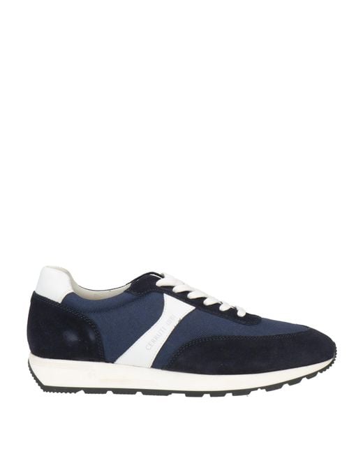 Cerruti 1881 Blue Midnight Sneakers Calfskin, Nylon for men
