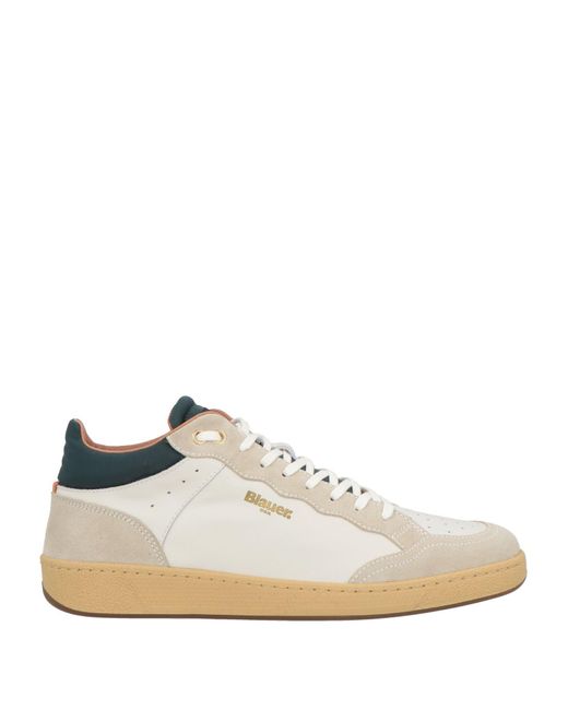 Blauer White Sneakers Textile Fibers, Leather for men