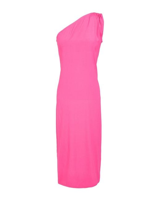 womens dress silver Fuchsia Slip Mini Dress – Satin Cowl Neck Short Dress – HEYMIMISISTERS