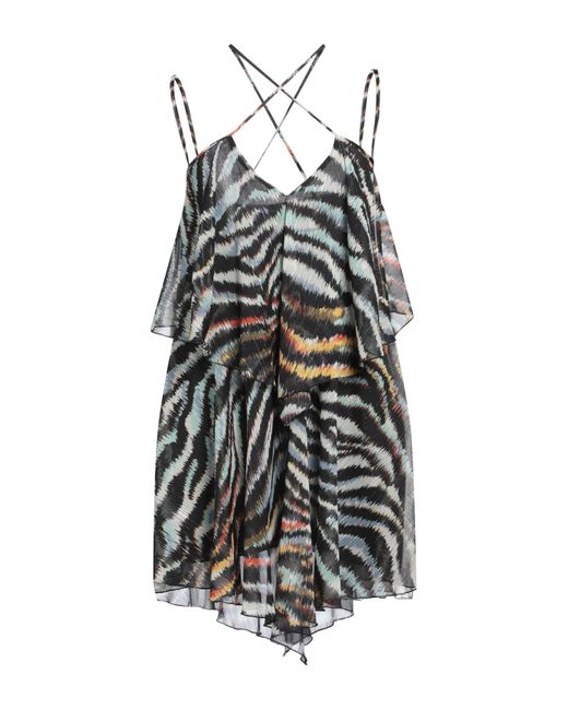Just Cavalli White Mini Dress Polyester, Metallic Polyester