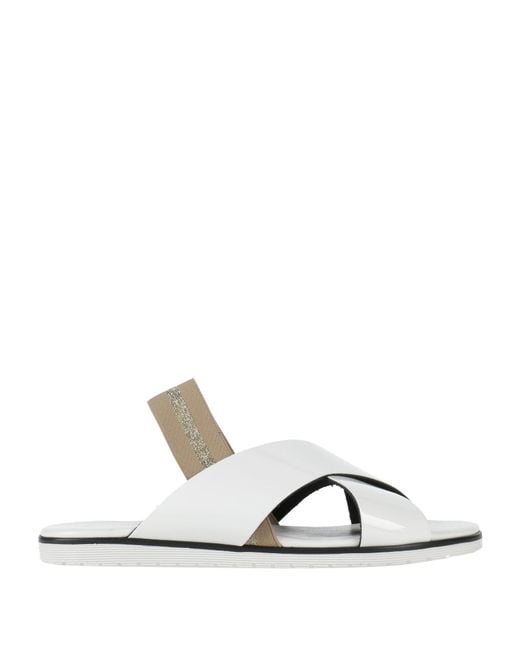 Pollini White Patent Ankle-Strap Flat Sandals