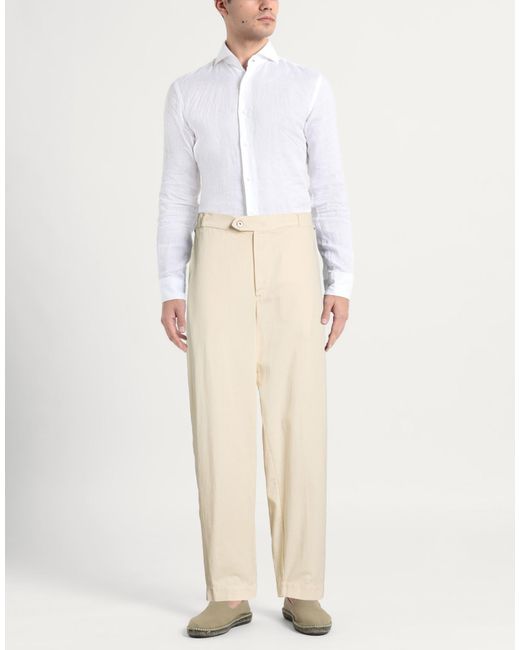 MAISON CRAZY WORKER 3.2 White Pants Cotton for men