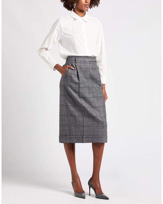 Brunello Cucinelli Gray Midi Skirt Virgin Wool