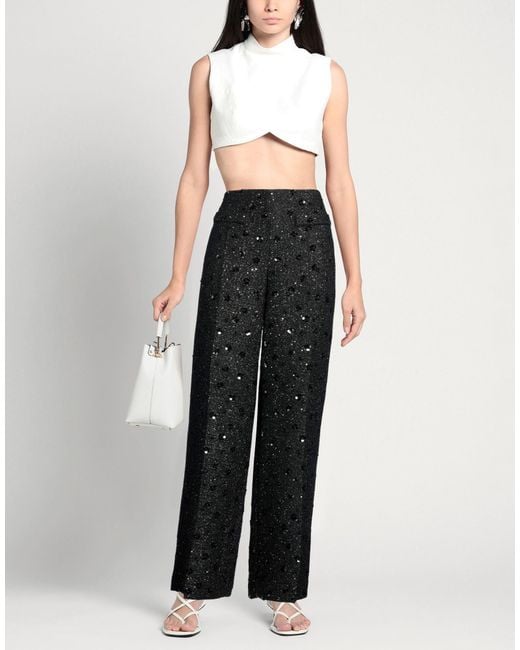Sandro Black Pants Polyester, Cotton