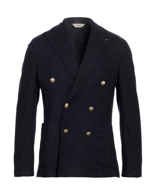 Paoloni Blue Blazer Virgin Wool, Polyamide, Elastane for men