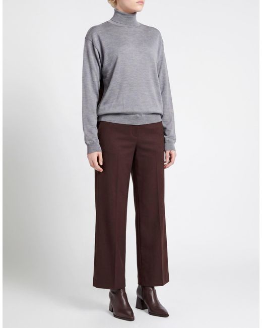 SOLOTRE Gray Turtleneck Wool, Silk